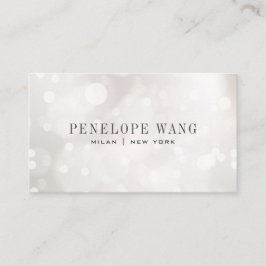 Chic Glitzer Whimsy Silver White Bokeh Visitenkarte