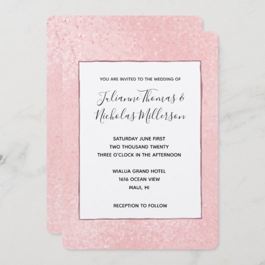 Chic Glitzy Pink Wedding Einladungen (Vorne/Hinten)