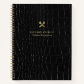 Chic Glossy Black Crocodile Gold Notar Public Notizblock (Vorderseite)