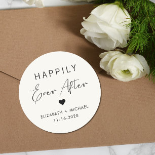 Chic glücklich immer nach Cream Wedding Runder Aufkleber