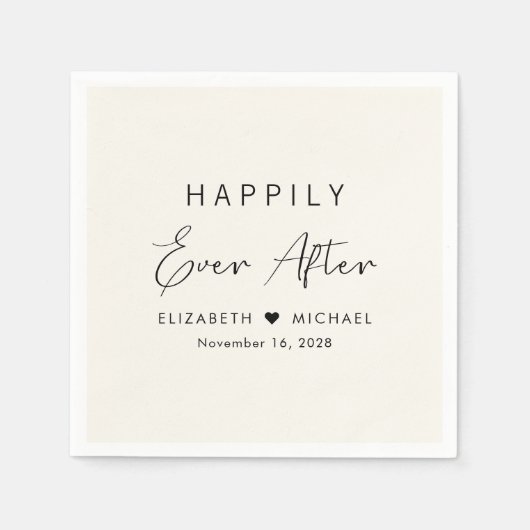 Chic glücklich immer nach Cream Wedding Serviette (Vorderseite)
