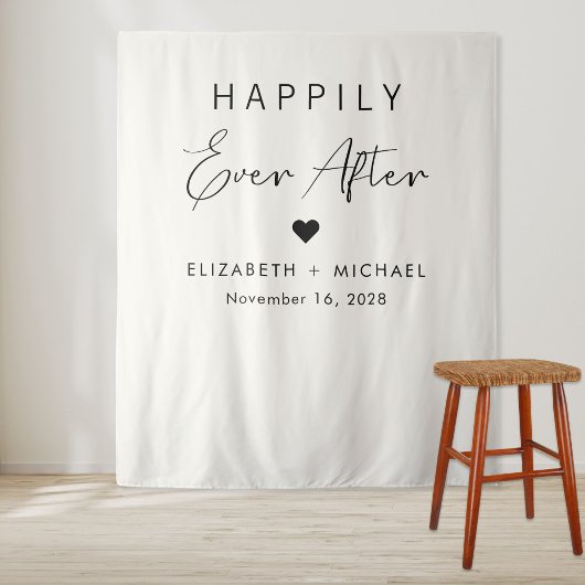 Chic glücklich immer nach Cream Wedding Wandteppich