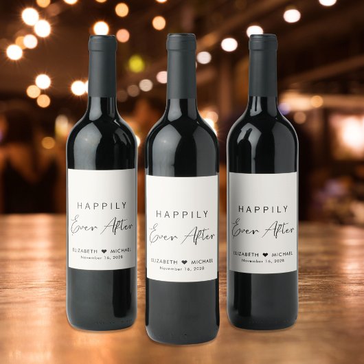 Chic glücklich immer nach Cream Wedding Weinetikett