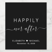 Chic glücklich immer nach der Schwarzen Hochzeit Weinetikett (Einzelnes Label)