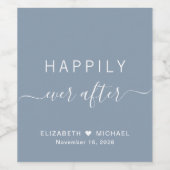 Chic glücklich immer nach dusty Blue Wedding Weinetikett (Einzelnes Label)