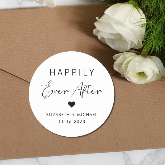 Chic glücklich immer nach Hochzeit Runder Aufkleber