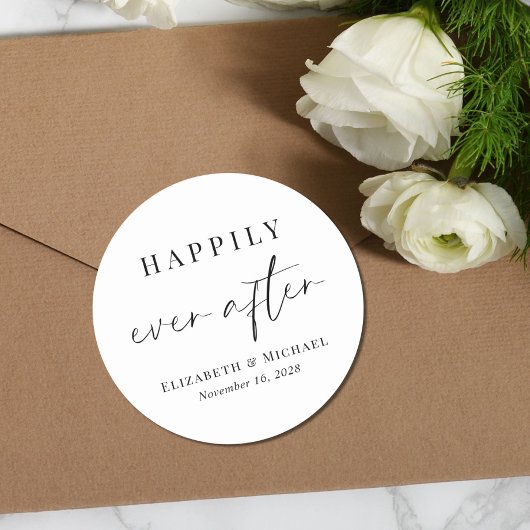 Chic glücklich immer nach Hochzeit Runder Aufkleber