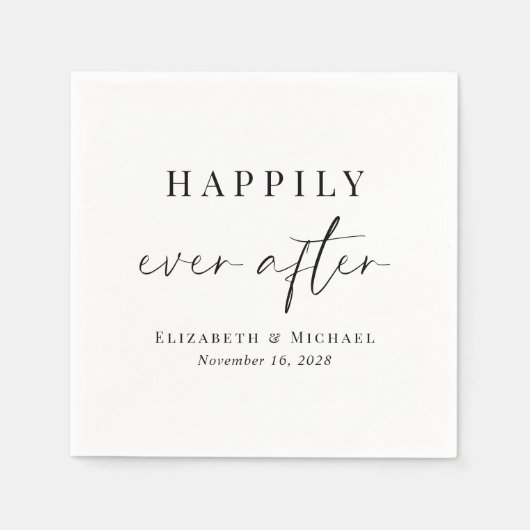 Chic glücklich immer nach Hochzeit Serviette (Vorderseite)