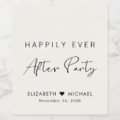 Chic glücklich immer nach Party Cream Wedding Weinetikett (Einzelnes Label)