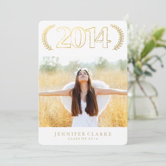 CHIC GOLD 2014 GRAD EINLADUNG (Stehend Vorderseite)