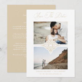 Chic Gold 2 Photos Ornament Sophisticated Wedding Save The Date