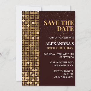 Chic Gold 39. Geburtstagseinladungen Save the Date Einladung