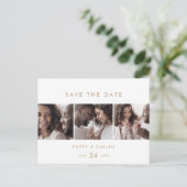 Chic Gold 3 Foto Template Save the Date Einladungspostkarte (Stehend Vorderseite)