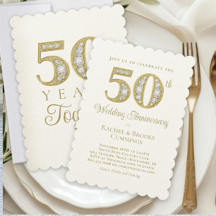 Chic Gold 50. Hochzeitstag Einladung
