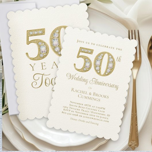 Chic Gold 50. Hochzeitstag Einladung