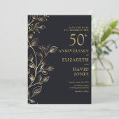 Chic Gold 50. Hochzeitstag Save the Date (Stehend Vorderseite)