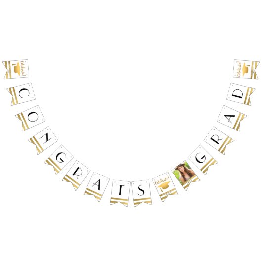 Chic Gold Abschluss Bunting Class of 20XX Foto Wimpelkette (Alle)