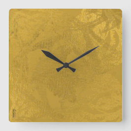 Chic Gold Abstrakt Floral Quadratische Wanduhr
