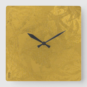 Chic Gold Abstrakt Floral Quadratische Wanduhr