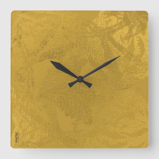 Chic Gold Abstrakt Floral Quadratische Wanduhr (Vorderseite)