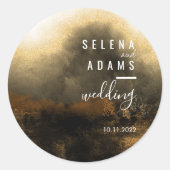 Chic Gold Abstrakt Typografy Wedding Runder Aufkleber (Vorderseite)