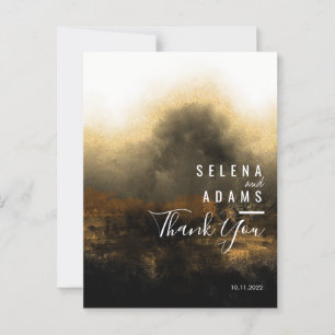 Chic Gold Abstrakt Typografy Wedding Vielen Dank Postkarte