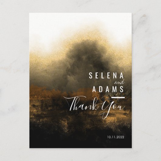 Chic Gold Abstrakt Typografy Wedding Vielen Dank Postkarte (Vorderseite)