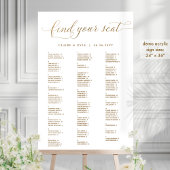 Chic Gold Alphabetical Seating Chart Acrylic Sign  Acrylschild