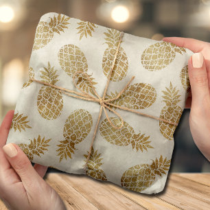 Chic Gold Ananas Tropical Ivory Seidenpapier