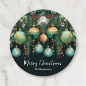 Chic Gold and Green Christmas Tree Ornaments Geschenkanhänger (Vorderseite)