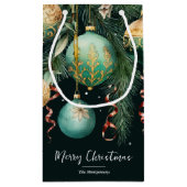 Chic Gold and Green Christmas Tree Ornaments Kleine Geschenktüte (Rückseite)