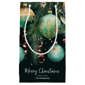 Chic Gold and Green Christmas Tree Ornaments Kleine Geschenktüte (Vorderseite)