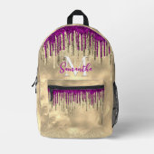 Chic gold and hot pink Tropfen monogramm Bedruckter Rucksack (Vorderseite)