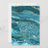 Chic Gold Aquamarin Agate Wedding Einladung (Rückseite)