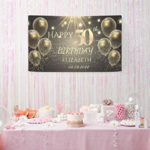 Chic Gold Balloons Stars 50. Geburtstag Banner