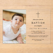 Chic Gold Baptisse Foto Acryleinladungen (Vorderseite)