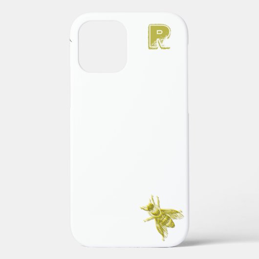 Chic Gold Bee Monogram Case-Mate iPhone Case (Rückseite)