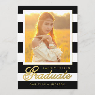 Chic Gold & Black   Ankündigung von Foto Abschluss