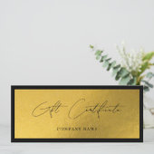 Chic Gold Black Business Geschenkgutschein (Stehend Vorderseite)