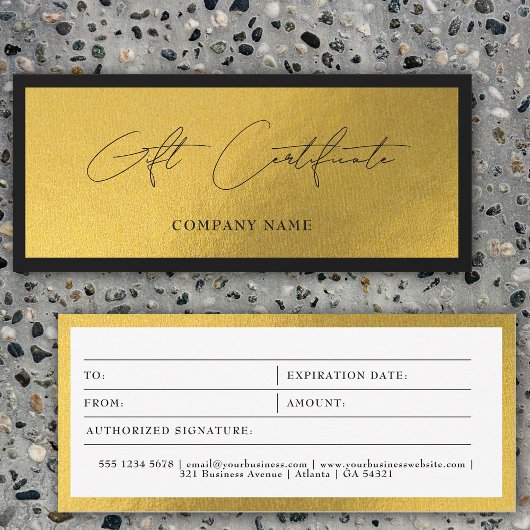 Chic Gold Black Business Geschenkgutschein