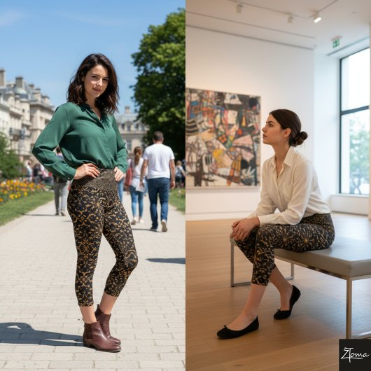 Chic Gold & Black Capris