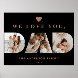 Chic Gold Black Custom Drei Vater Script Fotos Poster