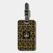 Chic Gold Black Damask Swirt benutzerdefinierter M Gepäckanhänger (Vorderseite vertikal)