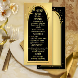 Chic Gold Black Deko Style Wedding Menükarte