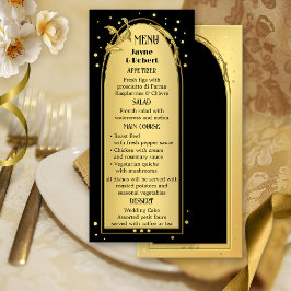 Chic Gold Black Deko Style Wedding Menükarte