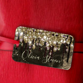 Chic gold Black Drippings Glitzer Monogramm Gepäckanhänger