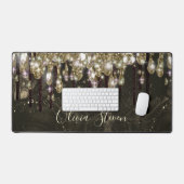 Chic gold Black Drippings Glitzer Monogramm Schreibtischunterlage (Tastatur & Maus)