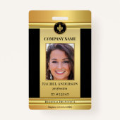 Chic Gold Black Employee Foto ID Abzeichen Ausweis (Vorderseite)