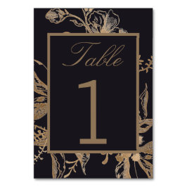 Chic Gold & Black Imitats Metal Floral Wedding Tab Tischnummer