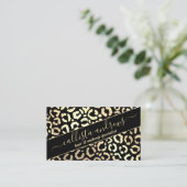 Chic Gold Black Leopard Cheetah Animal Print Visitenkarte (Stehend Vorderseite)